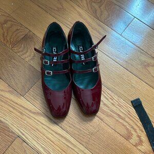 Carel Ariana Burgundy patent leather Mary Janes ballet flats